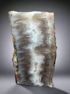 PREMIUM DISPLAY or LAPIDARY SLAB • Moroccan “Ghost Agate” White Seam Plum Agate • Double Sided • High Atlas Mountains • Unpolished