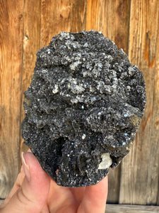 Druzy Black Apophyllite + White  Scalenohedral Calcite• Maharashtra, India