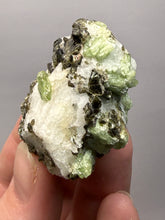 Load image into Gallery viewer, Electric Green Diopside on Quartz – Collector Mineral Specimen (Gilgit-Baltistan) Pakistan
