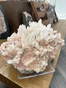 Rhodochrosite on Quartz Cluster • Peru