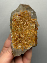 Load image into Gallery viewer, Spessartine Garnet on Smoky Quartz | Wushan Spessartine Mine, Tongbei, Yunxiao Co., Zhangzhou, Fujian, China
