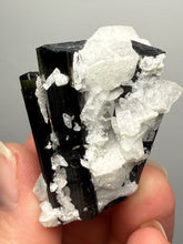 Load image into Gallery viewer, Blue Cap Dark Green Stak Nala Tourmaline on Cleavelandite Matrix – Haramosh Mountains, Pakistan
