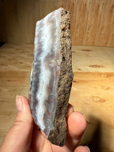 Load image into Gallery viewer, PREMIUM DISPLAY or LAPIDARY SLAB • Moroccan “Ghost Agate” White Seam Plum Agate • Double Sided • High Atlas Mountains • Unpolished
