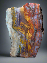 Load image into Gallery viewer, PREMIUM DISPLAY or LAPIDARY SLAB • Moroccan “Dream Landscape Jagate” (Purple, Teal, Red, Green, Red, Yellow &amp; Orange Moss Plume Agate + Jasper) Stone • Double Sided • High Atlas Mountains • Unpolished
