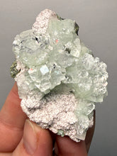 Load image into Gallery viewer, Light Mint Green “Disco Ball” Radial Apophyllite on Pink &amp; Green Heulandite — Deccan Traps, India
