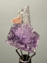 Load image into Gallery viewer, Rhodochrosite + Quartz on Purple Isometric Fluorite (Thumbnail Specimen) | Wutong Mine, China
