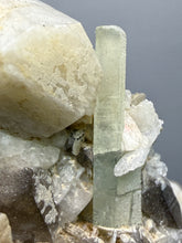 Load image into Gallery viewer, Aquamarine with Smoky Quartz on Albite Mineral Specimen | Nagar Valley, Gilgit-Baltistan, Pakistan
