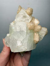 Load image into Gallery viewer, High-Grade Light Green Apophyllite on Pink Stilbite Zeolite | Indian Collector Mineral Specimen
