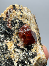 Load image into Gallery viewer, Naturally Faceted Zircon Crystal on Pegmatite–Biotite Matrix • Pakistan Mineral Specimen
