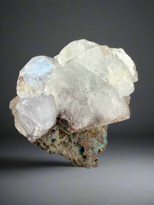 Mint Green Apophyllite w Red Phantoms • Maharashtra, India
