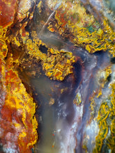 Load image into Gallery viewer, PREMIUM DISPLAY or LAPIDARY SLAB • Moroccan “Dream Landscape Jagate” (Purple, Teal, Red, Green, Red, Yellow &amp; Orange Moss Plume Agate + Jasper) Stone • Double Sided • High Atlas Mountains • Unpolished
