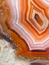 Load image into Gallery viewer, High-Grade Parallax Banded Laguna Agate – Bright Orange, Red, &amp; White Banding from Mexico
