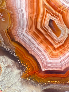 High-Grade Parallax Banded Laguna Agate – Bright Orange, Red, & White Banding from Mexico