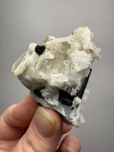 Load image into Gallery viewer, Dark Green Cap Stak Nala Tourmaline &amp; Pink Morganite on Cleavelandite on Quartz Matrix – Haramosh Mountains, Pakistan
