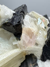Load image into Gallery viewer, Dark Green Cap Stak Nala Tourmaline &amp; Pink Morganite on Cleavelandite on Quartz Matrix – Haramosh Mountains, Pakistan
