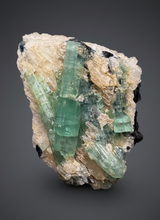 Load image into Gallery viewer, Blue Indicolite &amp; Mint Green Tourmaline on Matrix – Pegmatite Mineral Specimen from Pakistan
