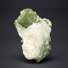 Load image into Gallery viewer, Electric Green Diopside on Quartz – Collector Mineral Specimen (Gilgit-Baltistan) Pakistan
