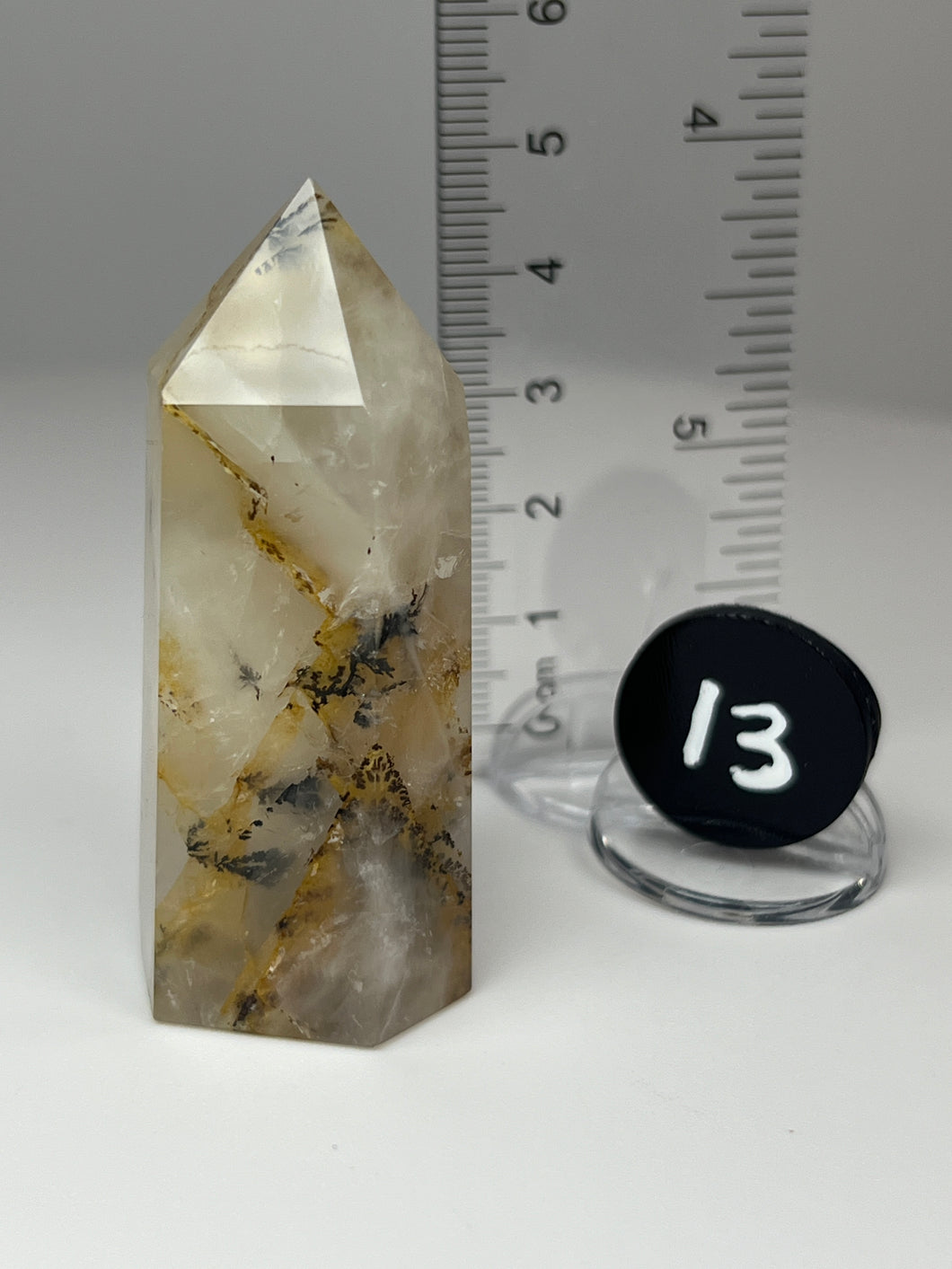 Dendrite Manganese Included Iron Oxide Quartz (Golden Healer) Obelisk Tower • RARE