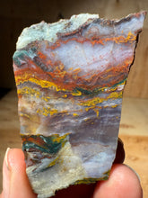 Load image into Gallery viewer, PREMIUM DISPLAY or LAPIDARY SLAB • Moroccan “Dream Landscape Jagate” (Purple, Teal, Red, Green, Red, Yellow &amp; Orange Moss Plume Agate + Jasper) Stone • Double Sided • High Atlas Mountains • Unpolished
