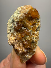 Load image into Gallery viewer, Hessonite Garnet Cluster on Matrix – Natural Collector Specimen from Pakistan | High-Grade Orange-Red Garnet Crystals
