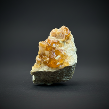 Load image into Gallery viewer, Hessonite Garnet Cluster on Matrix – Natural Collector Specimen from Pakistan | High-Grade Orange-Red Garnet Crystals
