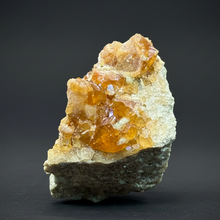 Load image into Gallery viewer, Hessonite Garnet Cluster on Matrix – Natural Collector Specimen from Pakistan | High-Grade Orange-Red Garnet Crystals
