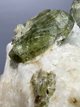 Load image into Gallery viewer, Electric Green Diopside on Quartz – Collector Mineral Specimen (Gilgit-Baltistan) Pakistan

