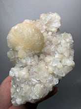 Load image into Gallery viewer, BIG Pearl &amp; Pink Stilbite Flower Crystals w Clear Apophyllite | Maharashtra, India | Collector Display Specimen
