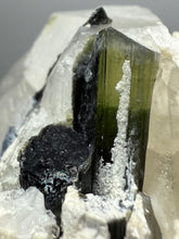 Load image into Gallery viewer, Dark Green Cap Stak Nala Tourmaline &amp; Cleavelandite on Quartz Matrix – Haramosh Mountains, Pakistan
