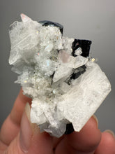 Load image into Gallery viewer, Blue Cap Dark Green Stak Nala Tourmaline With Pink Morganite on Cleavelandite Matrix – Haramosh Mountains, Pakistan
