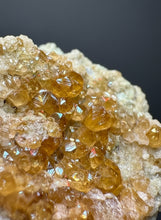 Load image into Gallery viewer, Hessonite Garnet Cluster on Matrix – Natural Collector Specimen from Pakistan | High-Grade Orange-Red Garnet Crystals
