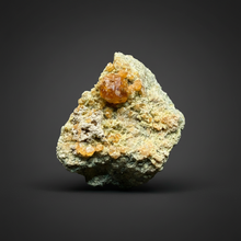 Load image into Gallery viewer, Hessonite Garnet Cluster on Matrix – Natural Collector Specimen from Pakistan | High-Grade Orange-Red Garnet Crystals

