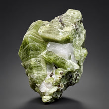 Load image into Gallery viewer, Electric Green Diopside on Quartz – Collector Mineral Specimen (Gilgit-Baltistan) Pakistan
