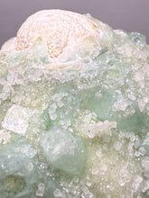 Load image into Gallery viewer, Luminous Mint Apophyllite with Glittering Druzy Sugar Quartz – India
