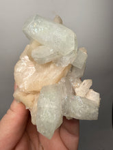 Load image into Gallery viewer, High-Grade Light Green Apophyllite on Pink Stilbite Zeolite | Indian Collector Mineral Specimen
