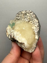 Load image into Gallery viewer, High-Grade Gemmy Green Apophyllite on White Stilbite  | Deccan Traps, Maharashtra, India
