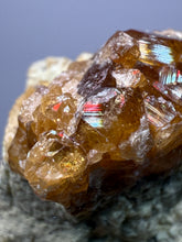 Load image into Gallery viewer, Hessonite Garnet Cluster on Matrix – Natural Collector Specimen from Pakistan | High-Grade Orange-Red Garnet Crystals
