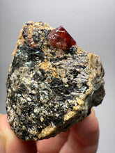 Load image into Gallery viewer, Naturally Faceted Zircon Crystal on Pegmatite–Biotite Matrix • Pakistan Mineral Specimen
