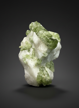 Load image into Gallery viewer, Electric Green Diopside on Quartz – Collector Mineral Specimen (Gilgit-Baltistan) Pakistan
