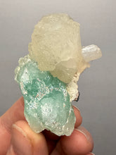 Load image into Gallery viewer, High-Grade Gemmy Green Apophyllite on White Stilbite  | Deccan Traps, Maharashtra, India
