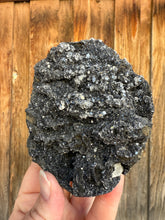 Load image into Gallery viewer, Druzy Black Apophyllite + White  Scalenohedral Calcite• Maharashtra, India
