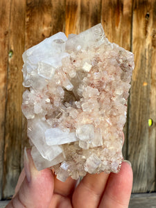 Mint Green + Pink Apophyllite + Pink Heulandite • Maharashtra, India