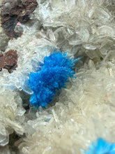 Load image into Gallery viewer, Rare Electric Blue Pentagonite on Druzy Matrix – Collector Mineral Specimen | India
