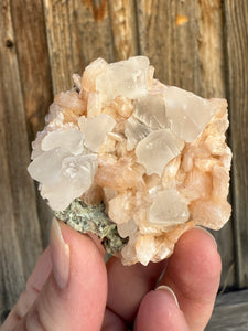 Storm Cloud Calcite on Orange Gemmy Heulandite Zeolite • Maharashtra, India