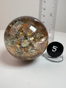 Garden Quartz Golden Rutile and/or Cubic Golden Pyrite Sphere • High Grade • RARE