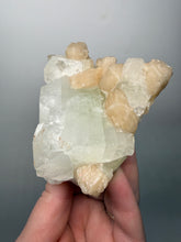 Load image into Gallery viewer, High-Grade Light Green Apophyllite on Pink Stilbite Zeolite | Indian Collector Mineral Specimen
