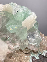 Load image into Gallery viewer, Light Mint Green Apophyllite &amp; Stilbite on Pink &amp; Green Heulandite — Deccan Traps, India
