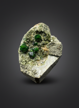 Load image into Gallery viewer, Gemmy Green Garnet on Matrix – Pakistan Collector Specimen
