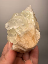 Load image into Gallery viewer, High-Grade Light Green Apophyllite on Pink Stilbite Zeolite | Indian Collector Mineral Specimen
