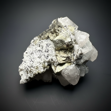 Load image into Gallery viewer, 3.5” New Find: Huanzala Mine Peru Sphalerite + Chalcopyrite + Apatite + Calcite + Quartz | Collector Display Specimen
